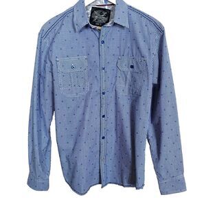 Drill‎ Clothing Co. Dress Shirt Men's Size S Blue White Gingham Casual Cotton